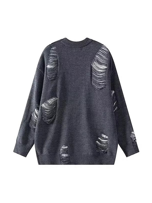Men's Frayed Star Tattered Design Sweater-1