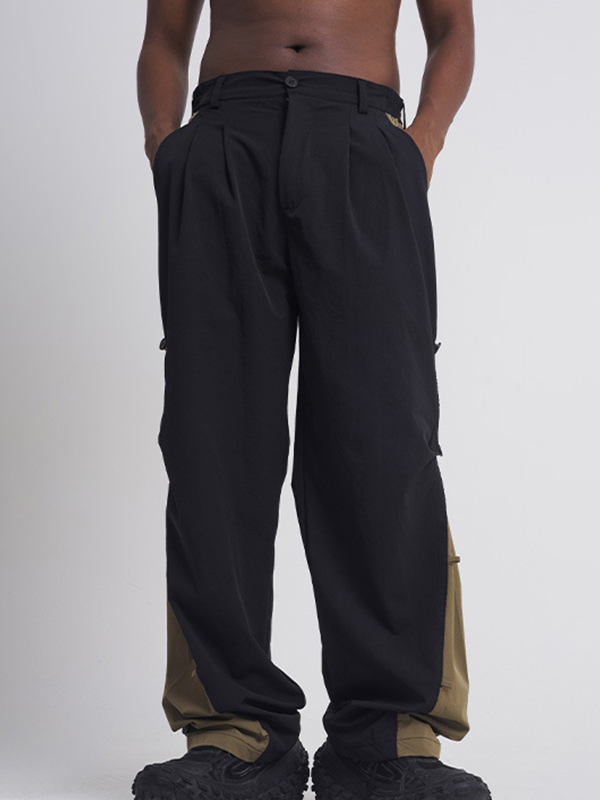 Men's Contrast Splice Breasted Cargo Pants-2