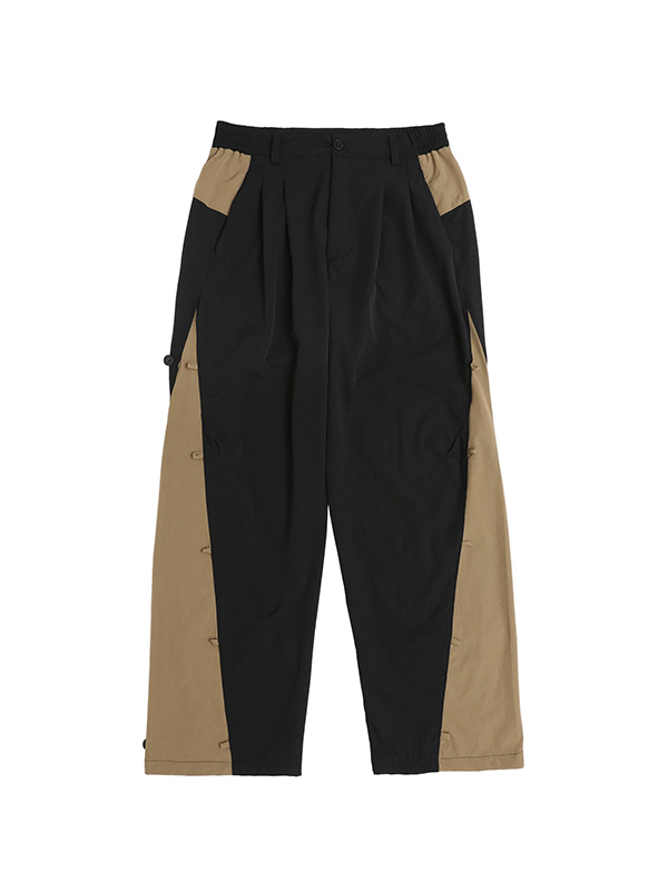 Men's Contrast Splice Breasted Cargo Pants-4