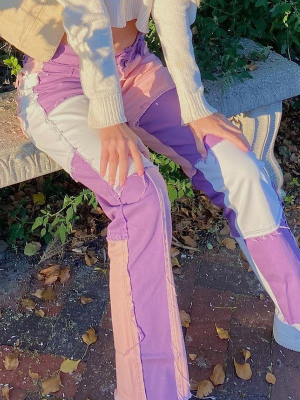 Pastel Patchwork Denim Boyfriend Jeans-6