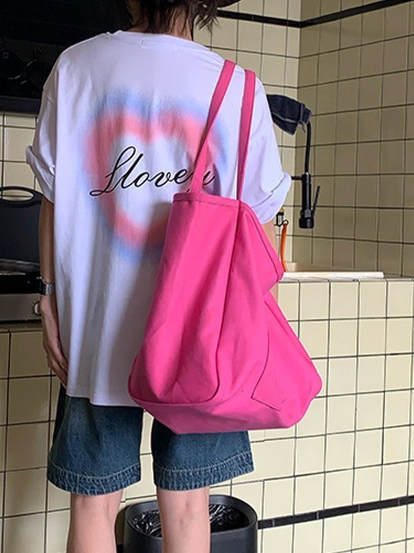 Solid Color Casual Shoulder Bag-1