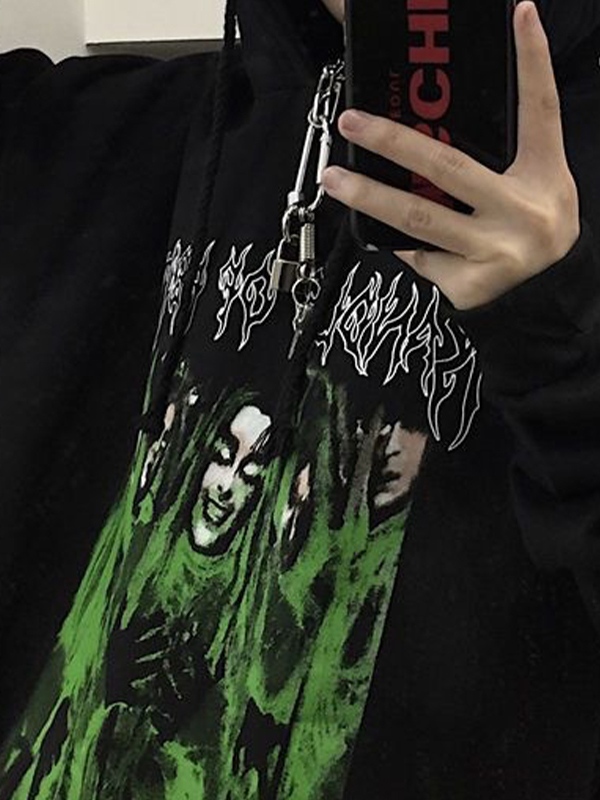 Men's Hip Pop Print Oversized Hoodie-2