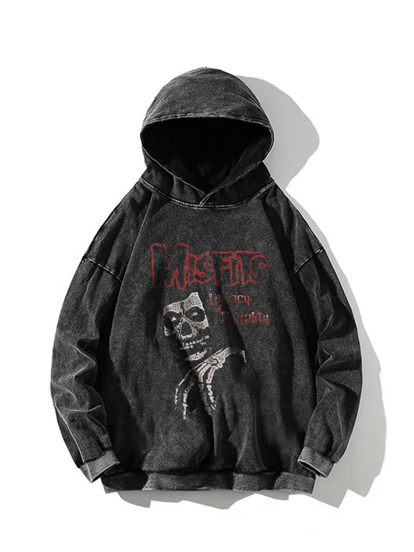 Men's Distressed Skull Print Oversized Hoodie-2