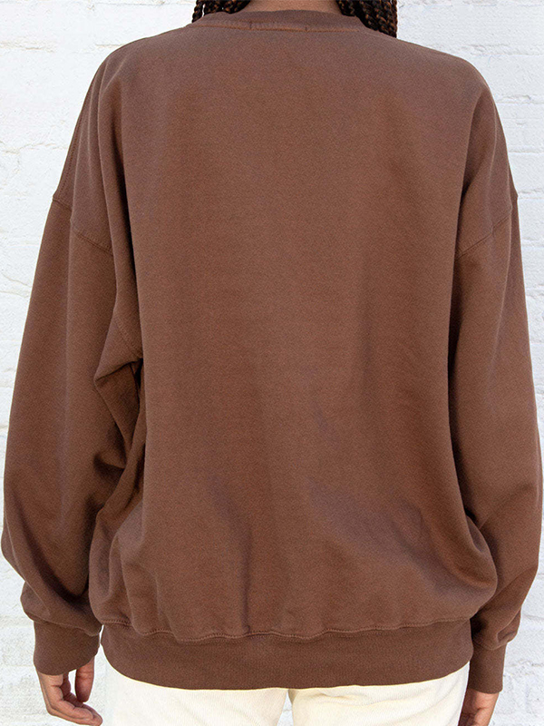 Solid Crew Neck Pullover Sweatshirt-1