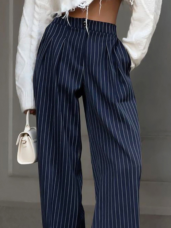Pinstripe Print Tailored Pants-2