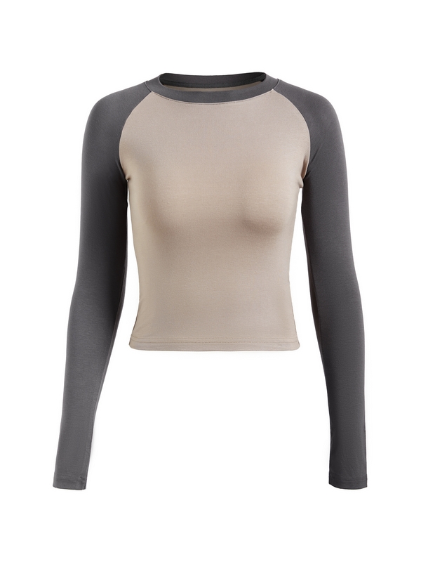 Raglan Sleeve Rib Crop Top-2