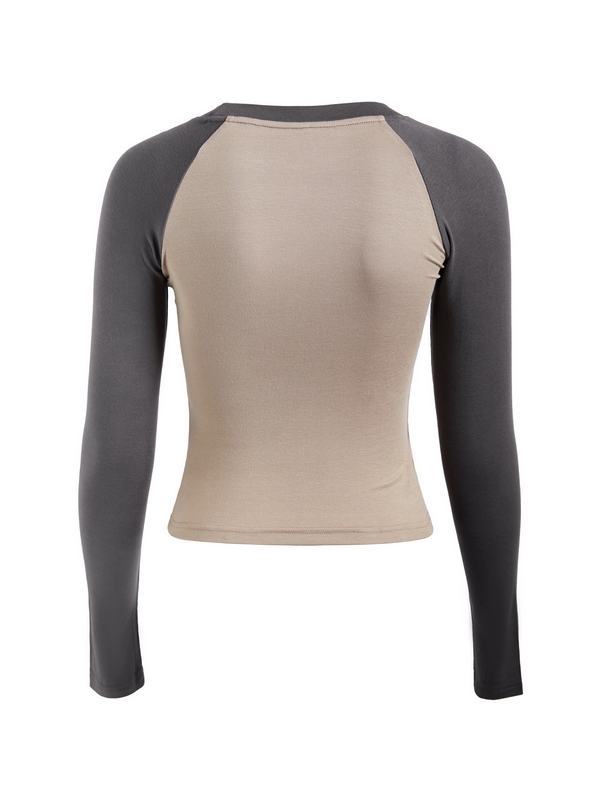 Raglan Sleeve Rib Crop Top-3