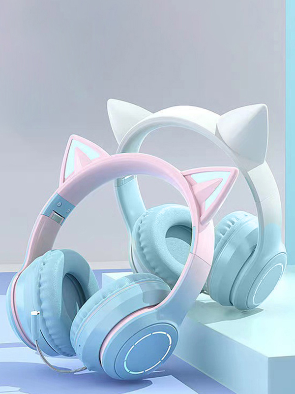 Luminous Gradient Cat Ear Bluetooth Headphone With Mic-1