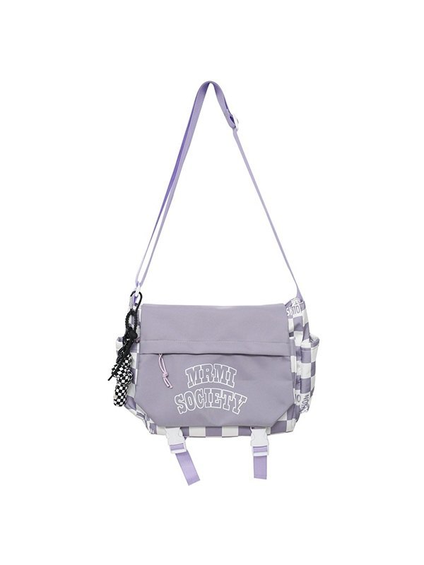 Buckle Strap Checkered Nylon Crossbody Bag-4
