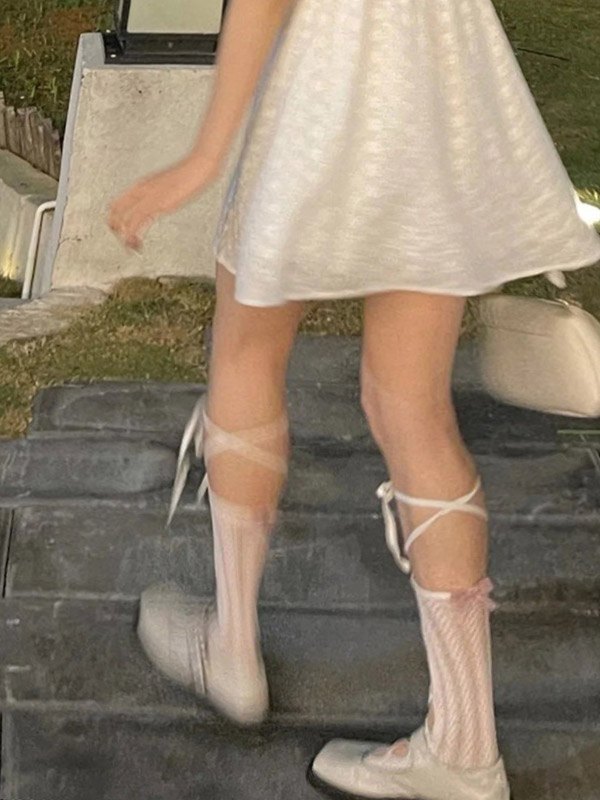 Wrap Around Tie Cutout Long Socks-3