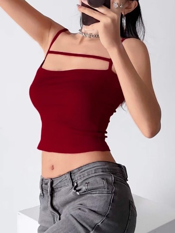 Hollow Out Crop Cami Top-2