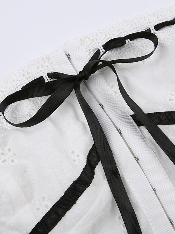 Tie Up Broderie Lace Bandeau Top-6