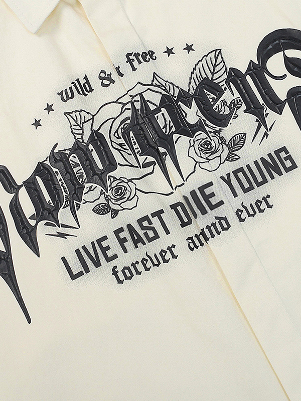 Men's Punk Graphic Button Down Shirt-3