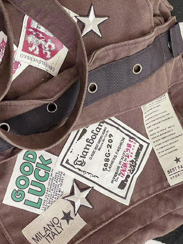 Vintage Patch Design Messenger Bag-6