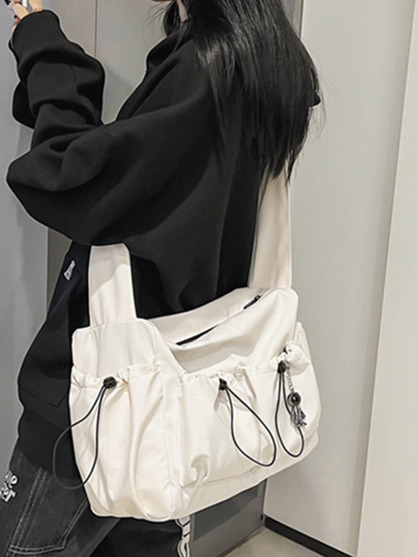 Solid Color Tooling Crossbody Bag-2