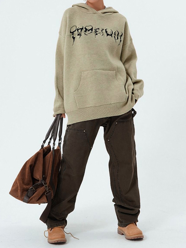 Skull Jacquard Hooded Pullover Sweater-3