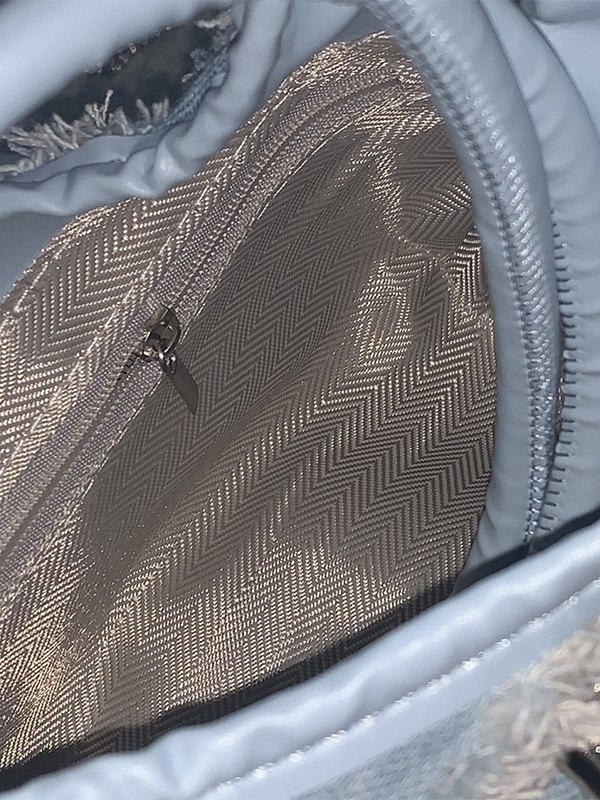 Denim Raw Edge Star Buckled Crossbody Bag-4