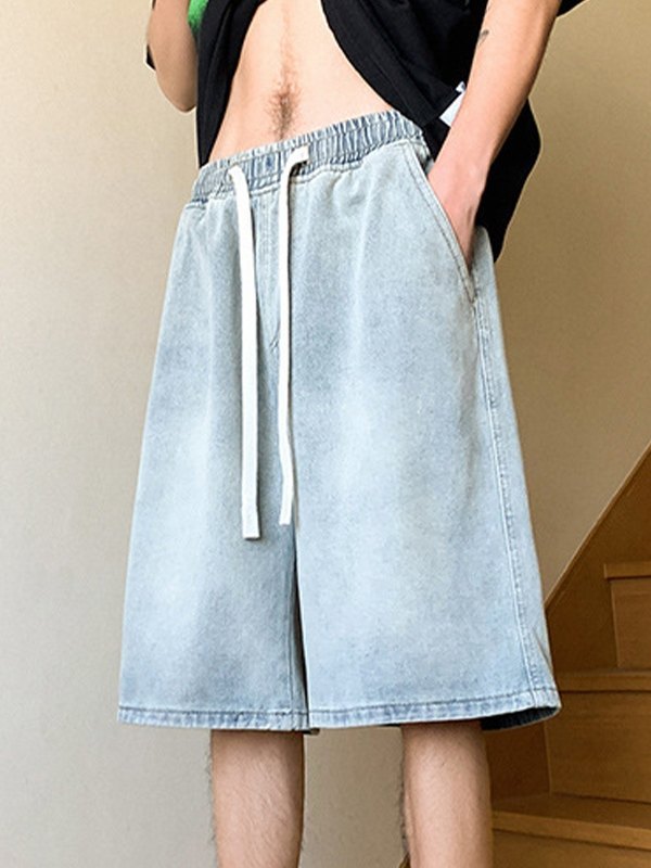 Men's Basic Wash Loose Fit Denim Shorts-1